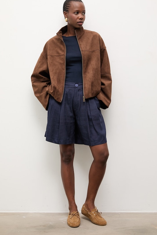 Answear.LAB szorty z lnem LD2700.hak granatowy WW25