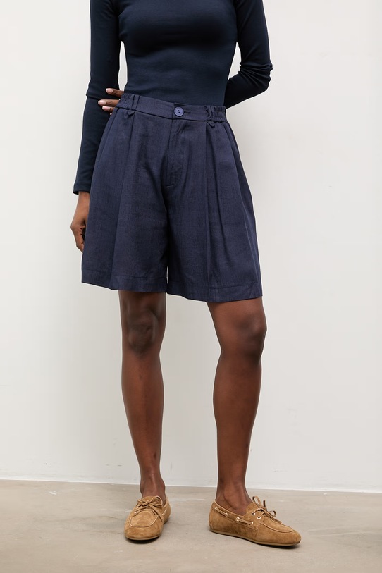 Odzież Answear.LAB szorty z lnem LD2700.hak granatowy