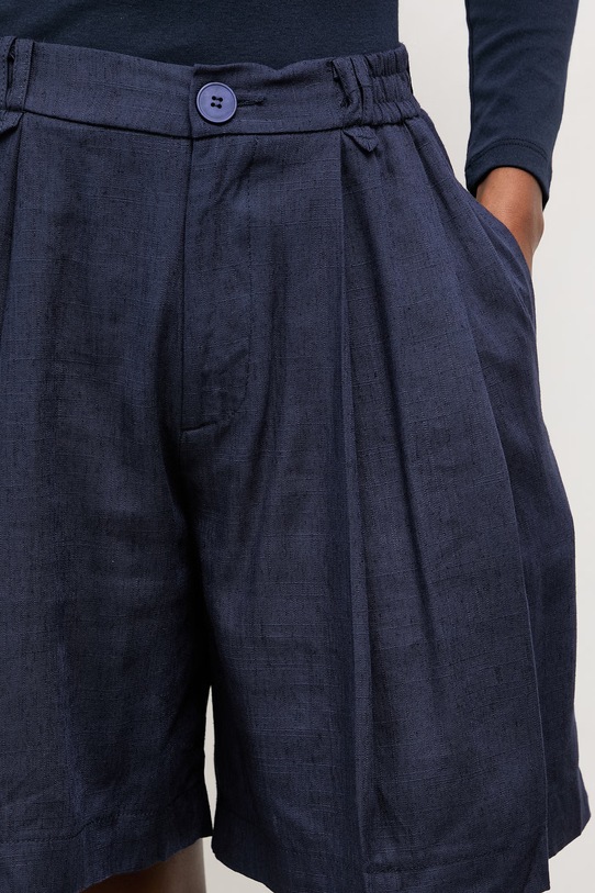 Answear.LAB szorty z lnem LD2700.hak granatowy