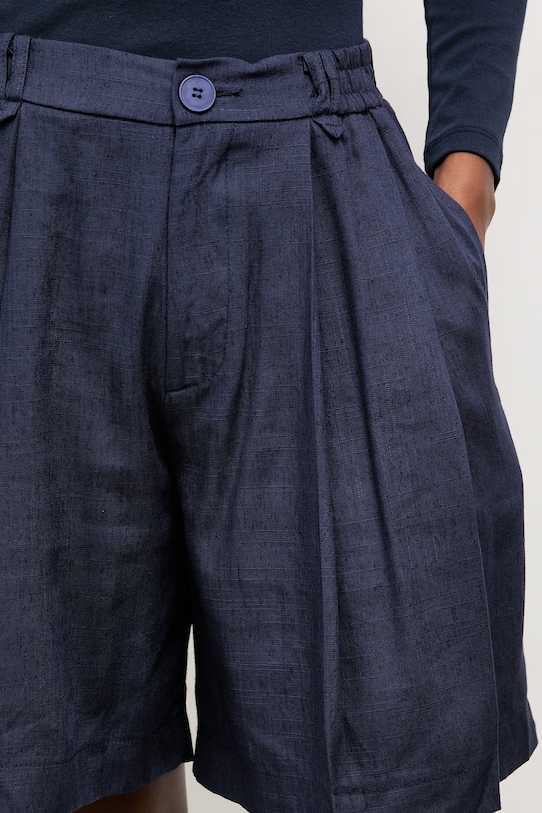 Answear.LAB szorty z lnem LD2700.hak granatowy