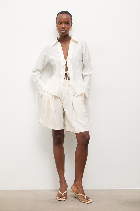 Answear.LAB szorty z lnem LD2700.hak beżowy WW25