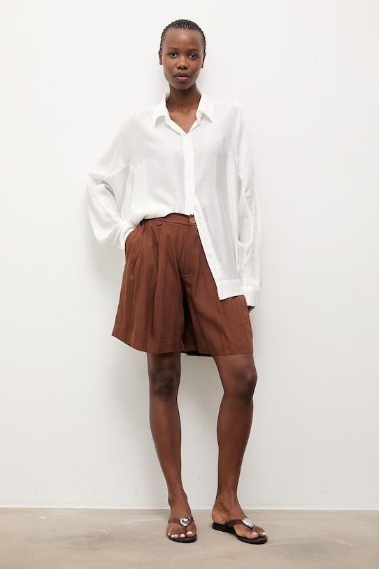 Ľanové šortky Answear.LAB LD2700.hak hnedá WW25