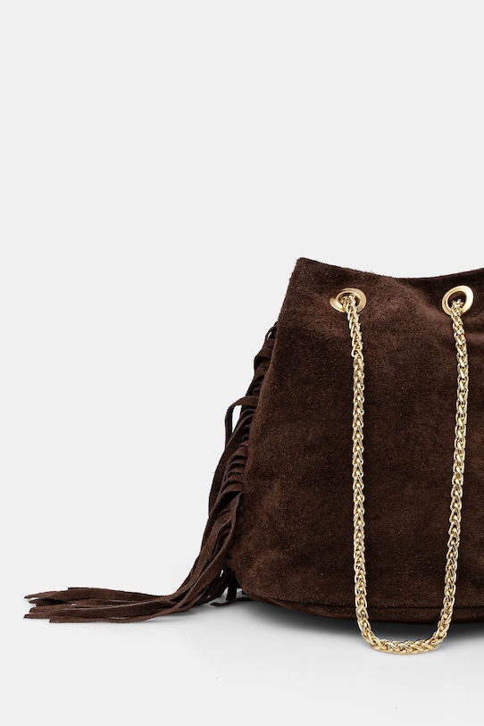 Accesorii Answear Lab geanta de mana din piele intoarsa 220420.HWK maro