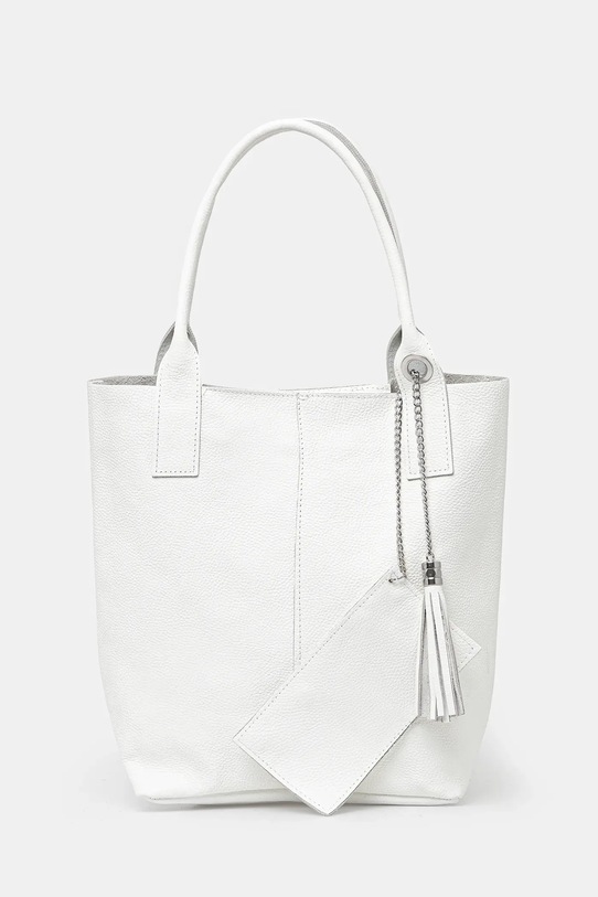 Δερμάτινη τσάντα Answear.LAB λείο δέρμα λευκό 100400.hms