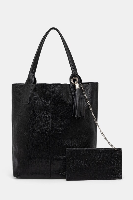 Answear Lab poseta de piele uni negru 100400.hms