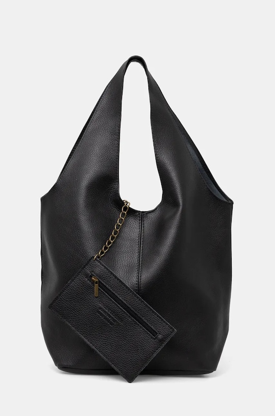 Answear.LAB torebka skórzana skóra licowa czarny 766.HWK