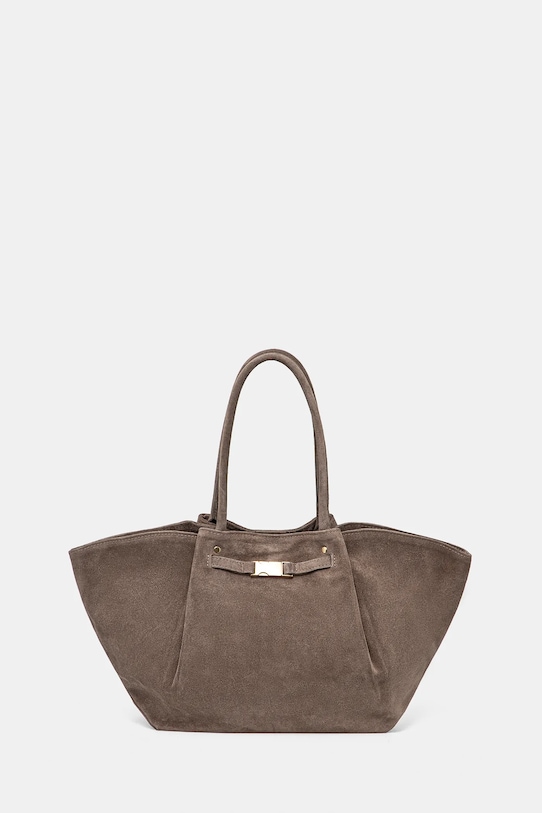 Torba od brušene kože Answear.LAB bez uzorka bež VE2