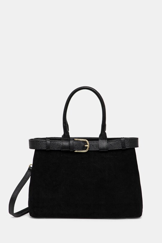 Answear.LAB torebka zamszowa skóra licowa czarny VE22