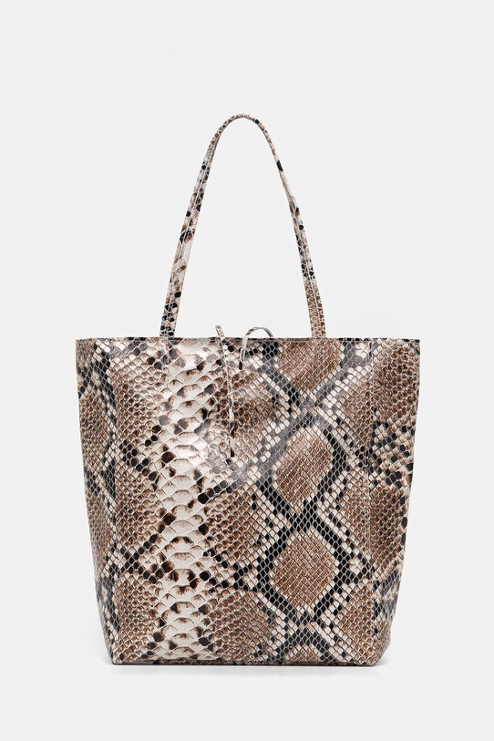 Кожена чанта Answear.LAB гладка кожа сив 0108.FLK