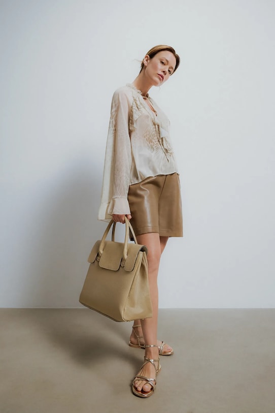 Answear Lab torebka skórzana skóra licowa beżowy 1219.HWK