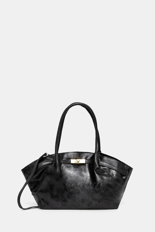 Kožená kabelka Answear.LAB usňová koža čierna 0443.fos