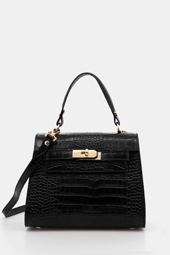 Answear Lab poseta de piele uni negru t6