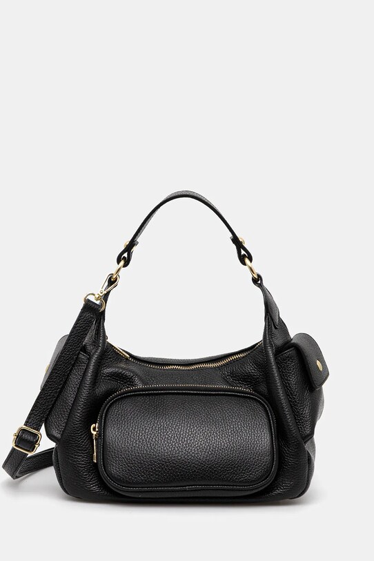 Answear Lab poseta de piele uni negru t8