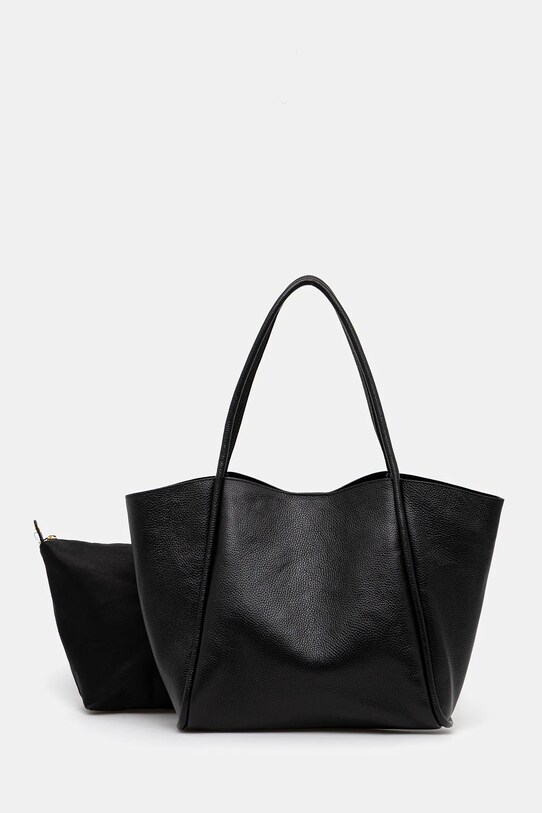 Answear Lab poseta de piele uni negru t11