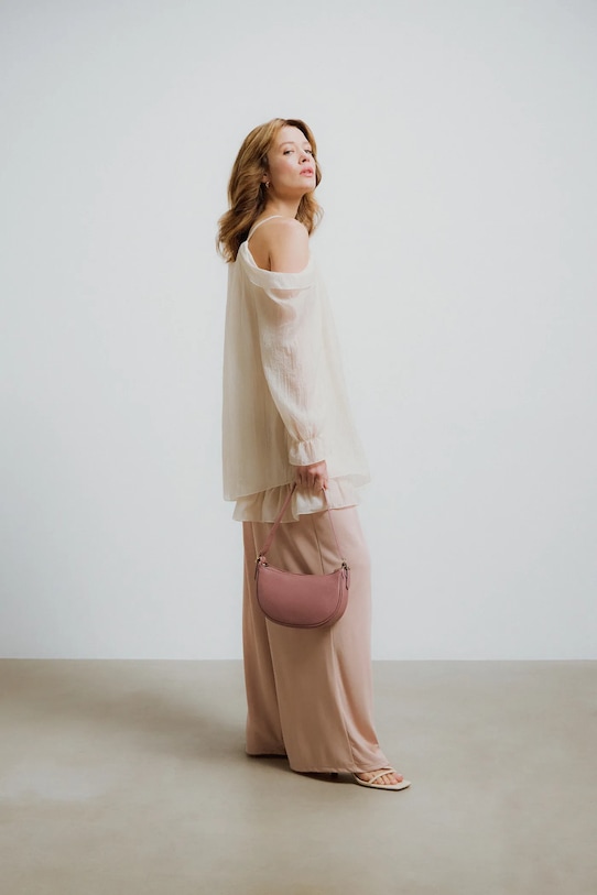 Δερμάτινη τσάντα Answear.LAB λείο δέρμα ροζ 1074.IKK