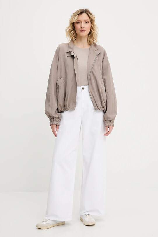 Answear Lab t-shirt lniany E24.72.FLK beżowy WW25