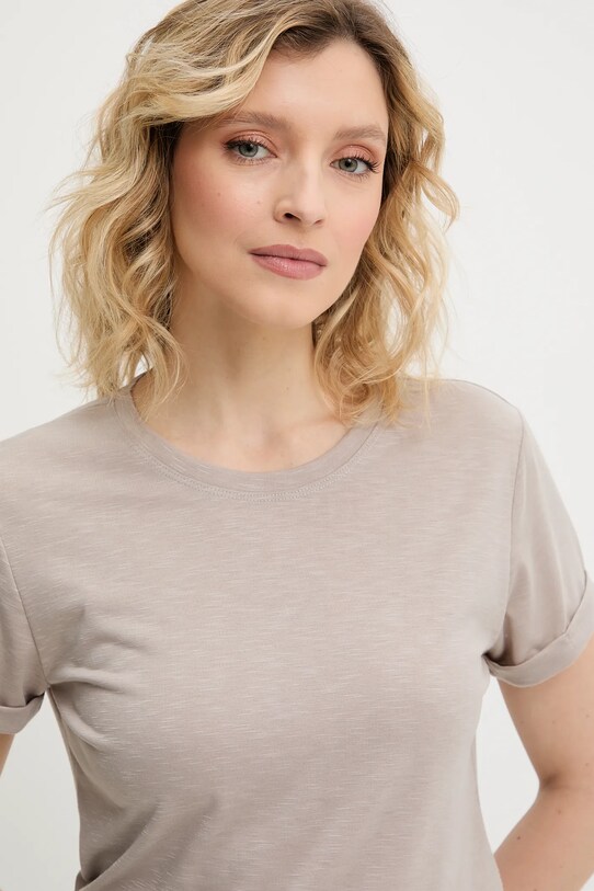 Answear.LAB t-shirt lniany beżowy E24.72.FLK