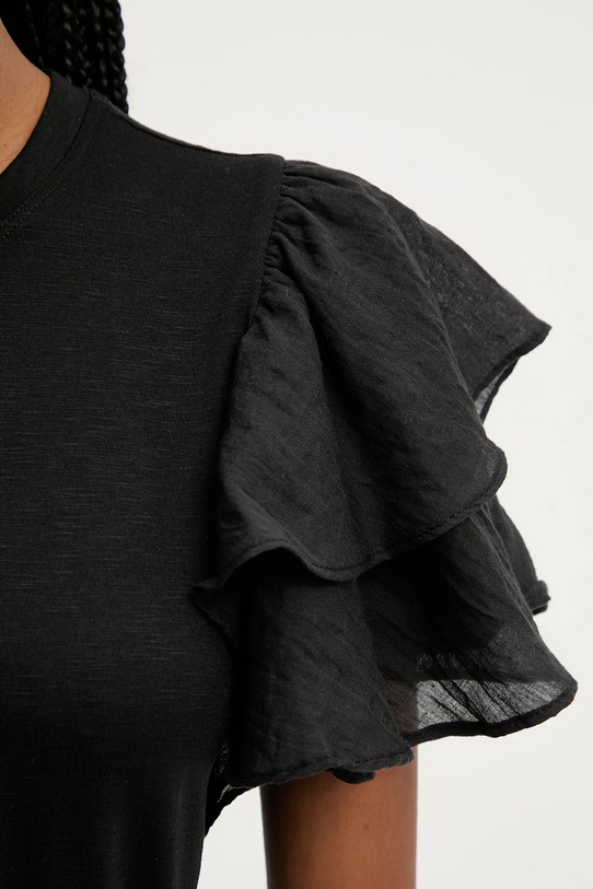 Lanena majica kratkih rukava Answear.LAB E25.39.FLK crna