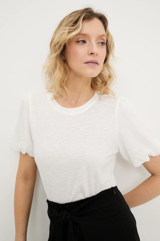 Answear.LAB t-shirt lniany z elastanem biały W25.69.flk