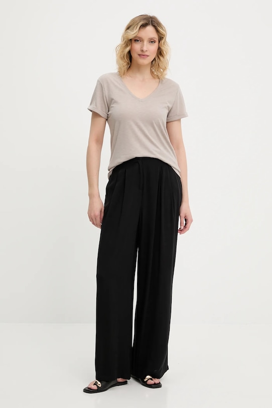 Answear.LAB t-shirt lniany W25.73.flk brązowy WW25