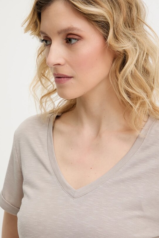 Льняна футболка Answear Lab коричневий W25.73.flk