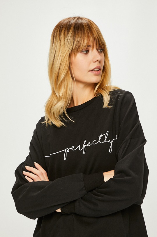 Answear.LAB - Mikina bez kapucne čierna LOVE.C