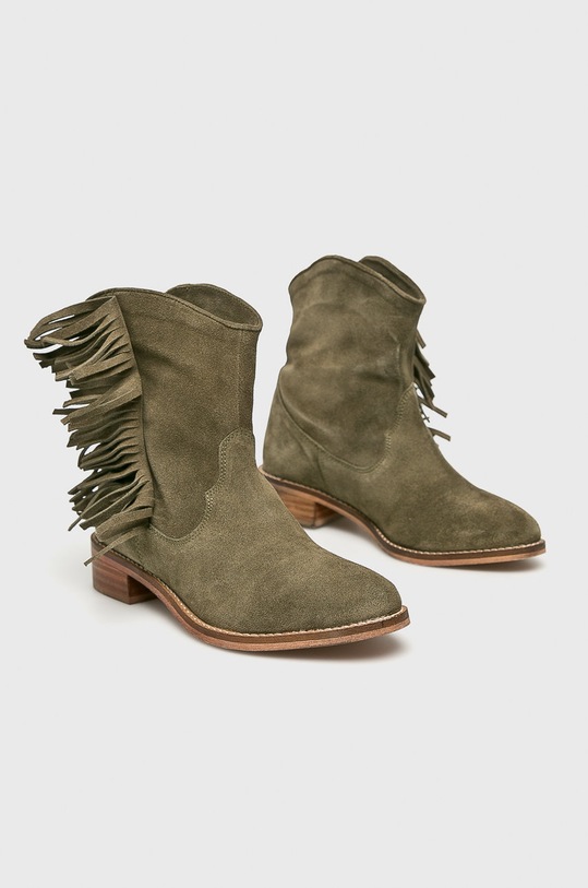Answear.LAB - Kožené čižmy WZ18.OBD086 zelená WZ18
