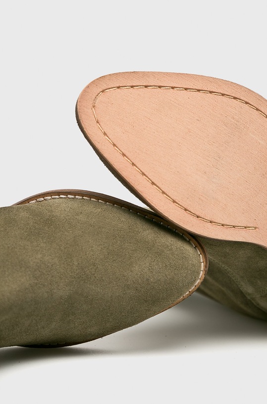 Answear.LAB - Kožené čižmy zelená WZ18.OBD086