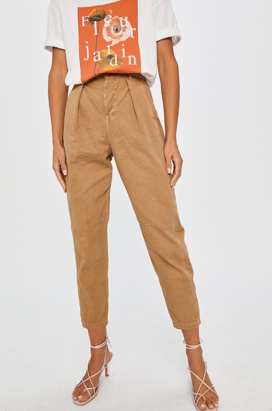 Answear Lab pantaloni drept bej WZ20.SPD01A