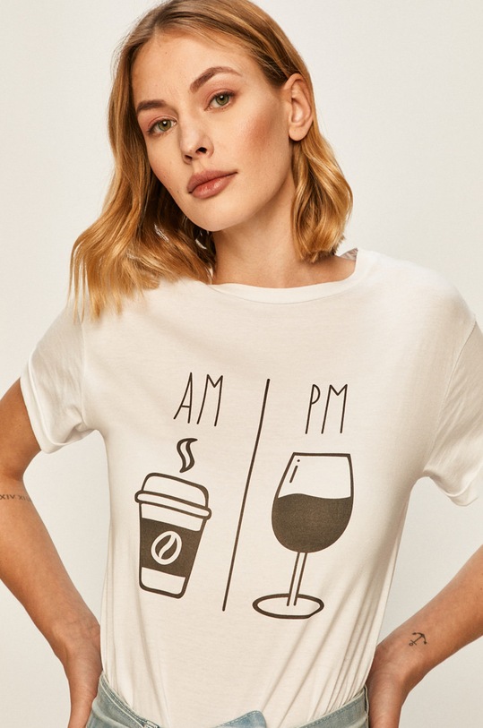 Answear.LAB - Tričko kulatý bílá SONG.163.TL