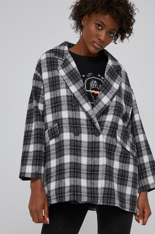 Answear Lab - Płaszcz z domieszką wełny 611.AJ czarny WZ21