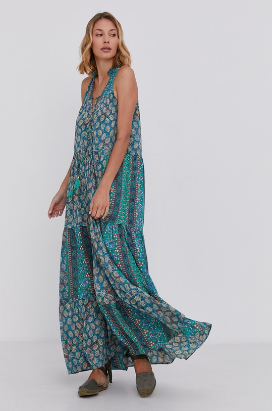 Hedvábné šaty Answear.LAB Silk Blend zelená 1107.1.KR