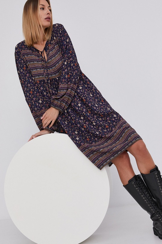 Šaty Answear.LAB viskóza tmavomodrá 3071.AJ