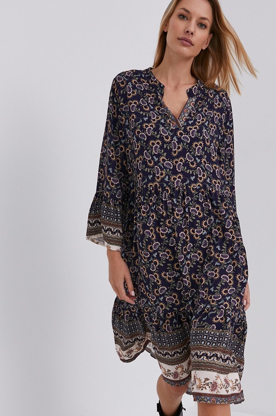 Šaty Answear.LAB viskóza tmavomodrá 3802.AJ