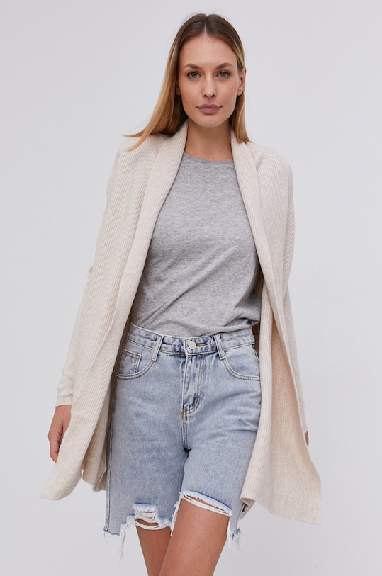 Kardigán Answear.LAB s prímesou vlny béžová JK843.1.AJ