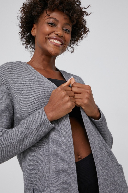 Answear Lab - Kardigan z domieszką wełny z domieszką wełny szary YM2028.1.AJ