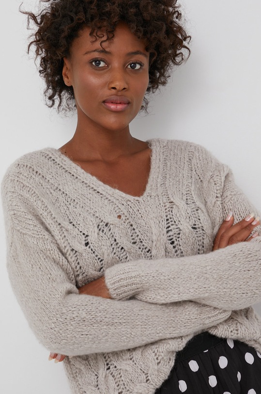 Answear Lab - Sweter z dodatkiem wełny 8543.AJ beżowy