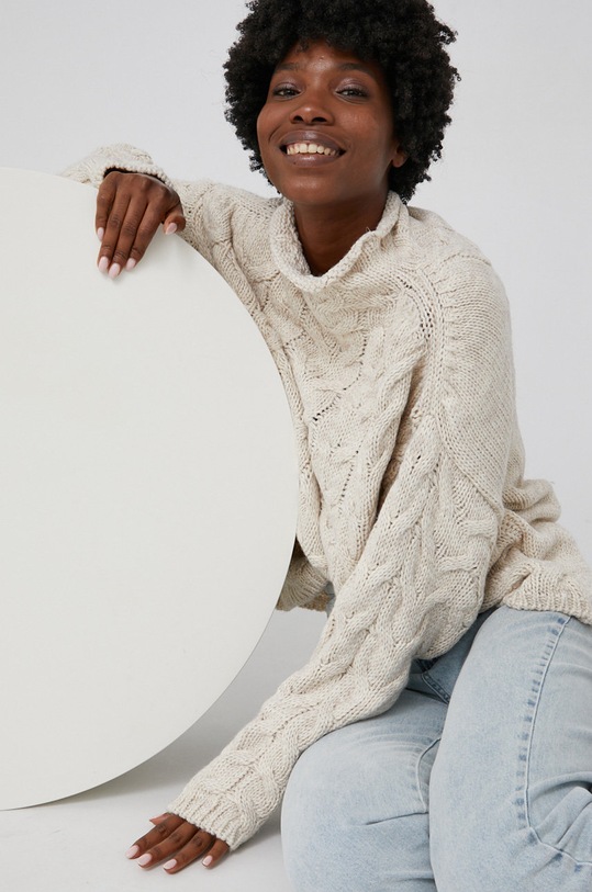 Answear Lab Sweter wełniany wełna beżowy 3024.1KR