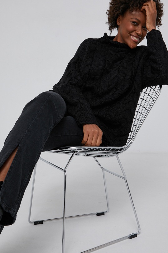 Answear Lab Sweter okrągły czarny 3024.3KR