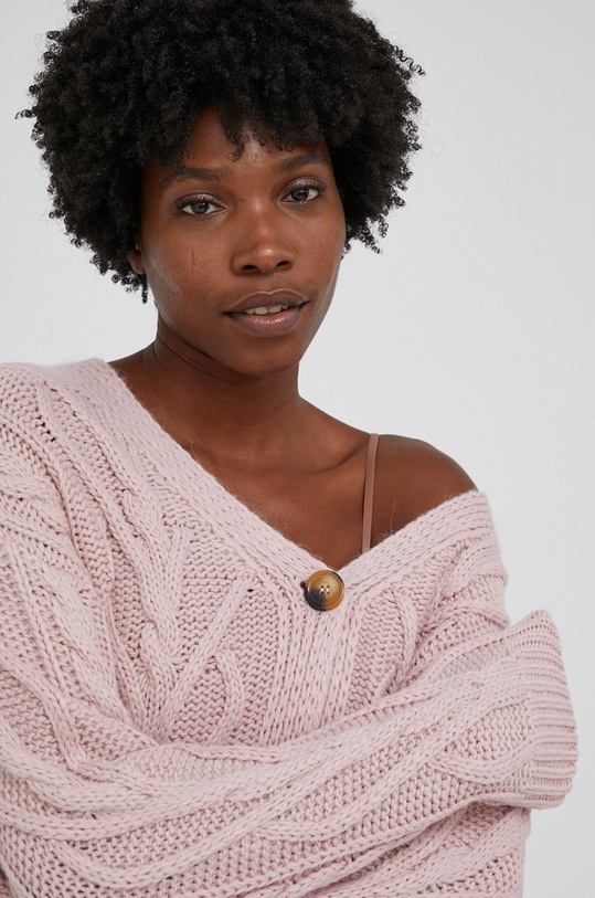 Answear Lab Kardigan z domieszką wełny z domieszką wełny różowy NT1.DA