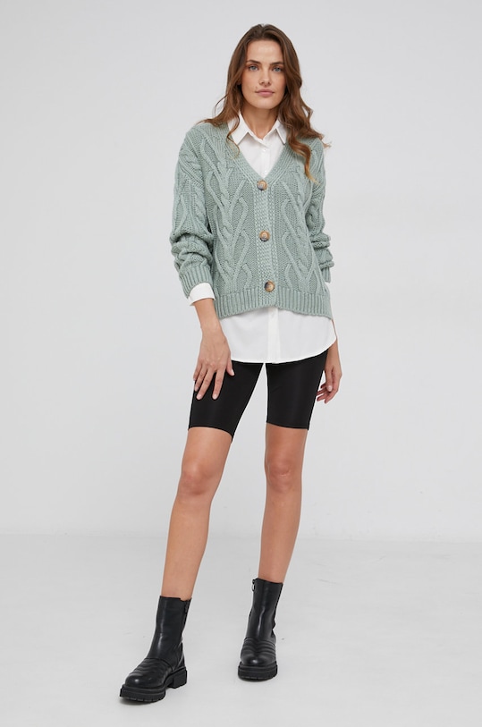 Answear Lab Kardigan z domieszką wełny NT1.2.DA turkusowy WZ21