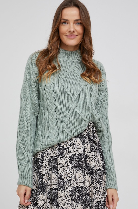 Answear Lab Sweter z domieszką wełny turkusowy NT3.1.DA