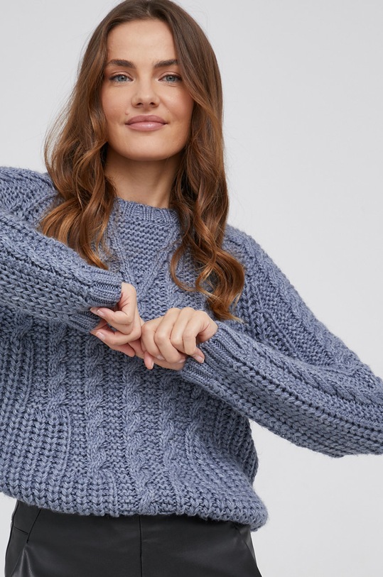 Answear Lab Sweter z domieszką wełny granatowy NT5.1.DA