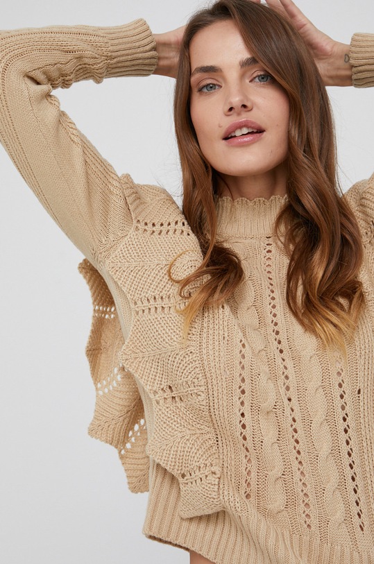 Answear Lab Sweter z domieszką wełny 3828.1.AJ beżowy