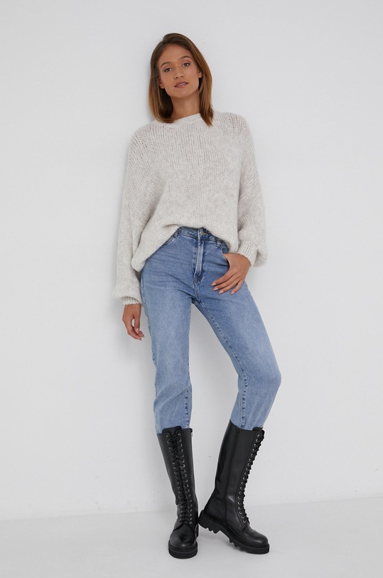 Answear Lab sweter z domieszką wełny M621005.2.AJ beżowy WW22