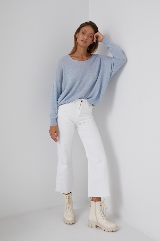Answear Lab Sweter z domieszką kaszmiru z domieszką wełny niebieski KA628838.AJ