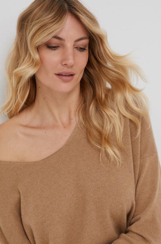 Answear Lab Sweter z domieszką kaszmiru brązowy KA628838.1.AJ