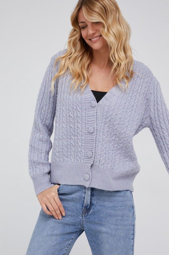 Answear Lab Kardigan z domieszką wełny P45.AJ niebieski WZ21