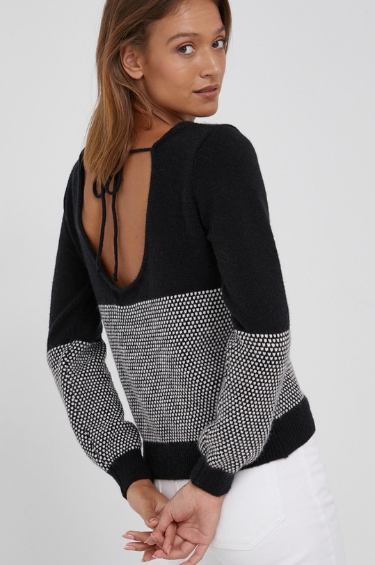 Answear Lab Sweter z domieszką wełny okrągły czarny P47.AJ