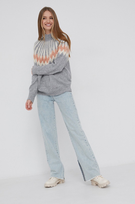 Answear Lab Sweter z domieszką wełny półgolf szary AT5509.AJ